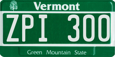 VT license plate ZPI300