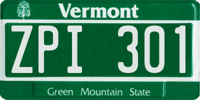 VT license plate ZPI301