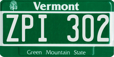 VT license plate ZPI302