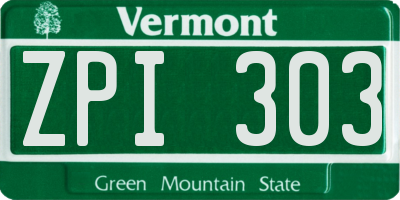 VT license plate ZPI303