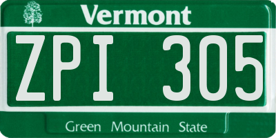 VT license plate ZPI305