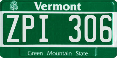 VT license plate ZPI306