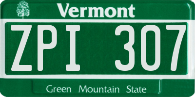 VT license plate ZPI307