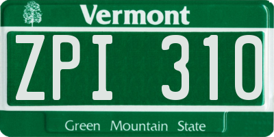 VT license plate ZPI310