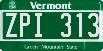 VT license plate ZPI313