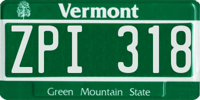 VT license plate ZPI318