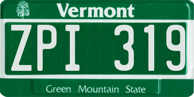VT license plate ZPI319