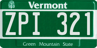 VT license plate ZPI321