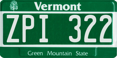 VT license plate ZPI322