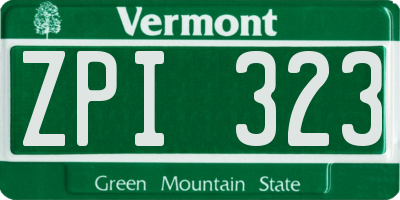VT license plate ZPI323