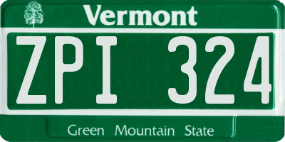 VT license plate ZPI324