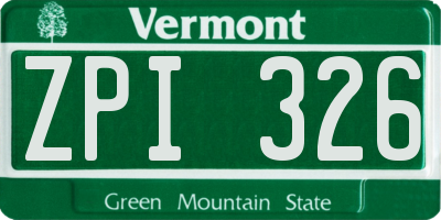 VT license plate ZPI326