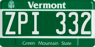 VT license plate ZPI332