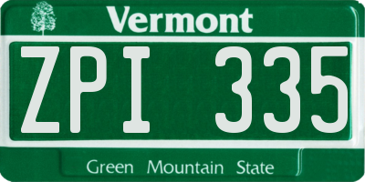 VT license plate ZPI335