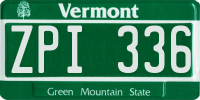 VT license plate ZPI336
