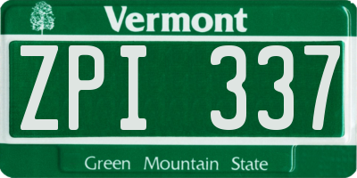 VT license plate ZPI337