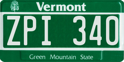 VT license plate ZPI340