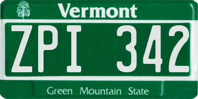 VT license plate ZPI342
