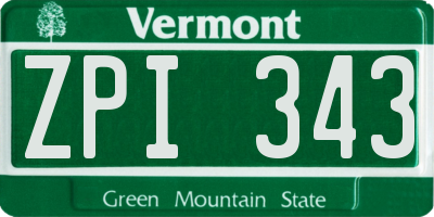 VT license plate ZPI343
