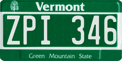 VT license plate ZPI346