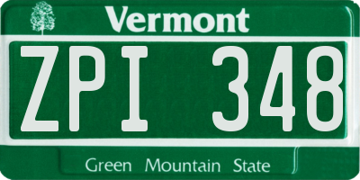 VT license plate ZPI348