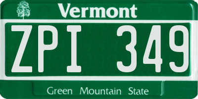 VT license plate ZPI349