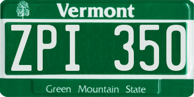 VT license plate ZPI350