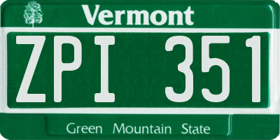 VT license plate ZPI351