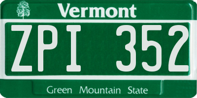VT license plate ZPI352