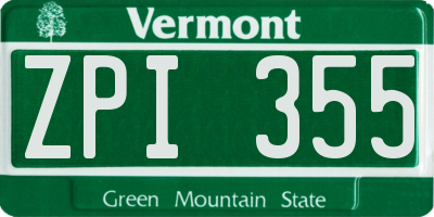 VT license plate ZPI355