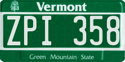 VT license plate ZPI358