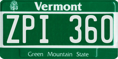 VT license plate ZPI360