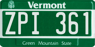 VT license plate ZPI361