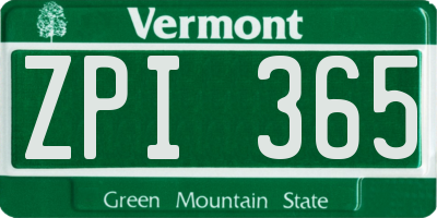 VT license plate ZPI365