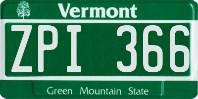 VT license plate ZPI366