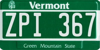 VT license plate ZPI367