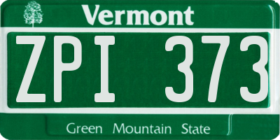 VT license plate ZPI373