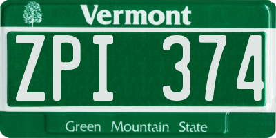 VT license plate ZPI374