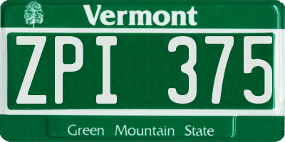 VT license plate ZPI375