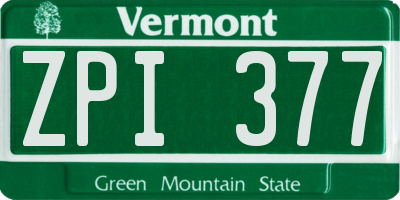 VT license plate ZPI377