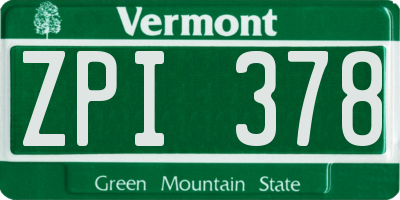 VT license plate ZPI378