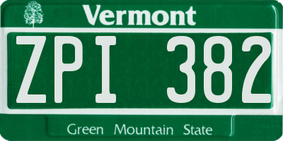 VT license plate ZPI382