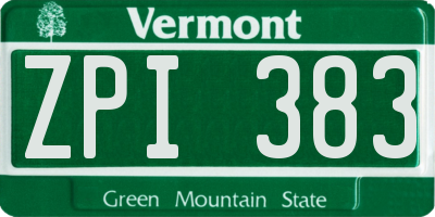 VT license plate ZPI383