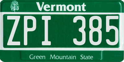 VT license plate ZPI385