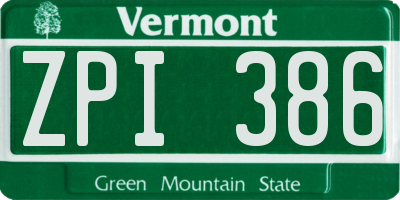VT license plate ZPI386