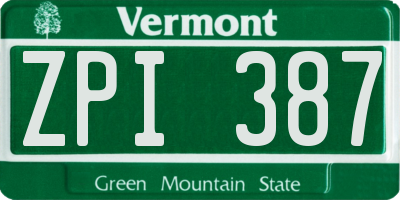 VT license plate ZPI387