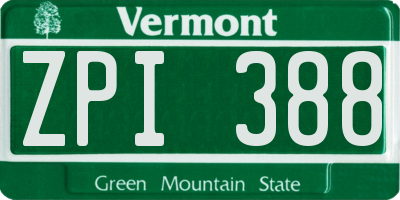 VT license plate ZPI388