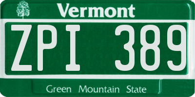 VT license plate ZPI389