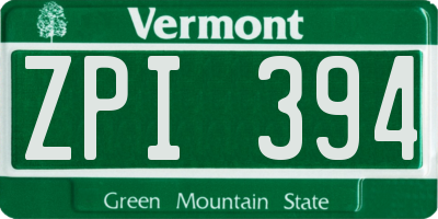 VT license plate ZPI394