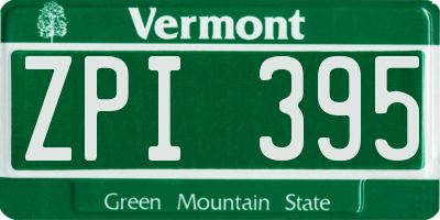 VT license plate ZPI395